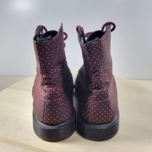 Dr. Martens Evan Maroon & White Polka Dots Boots Booties Women's Size 7 - Picture 4 of 14